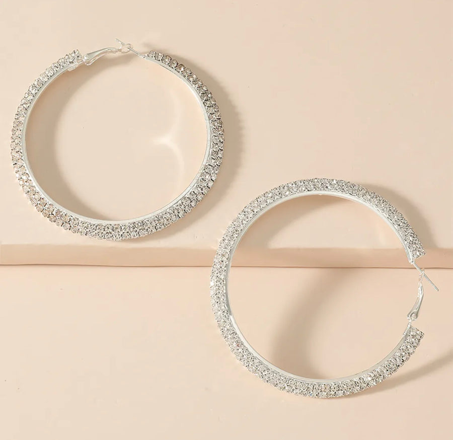 “The Circle of Bling” White Crystal Earring