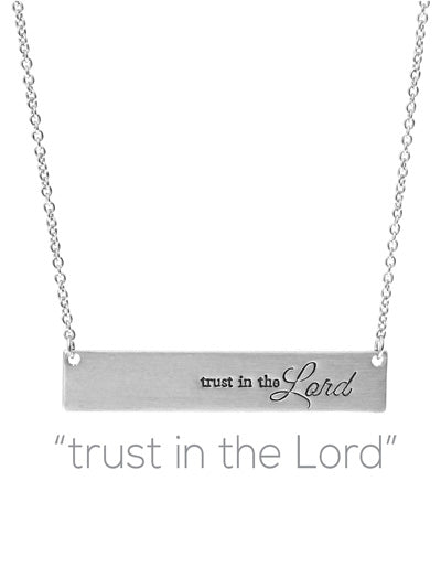 'Trust Him' SILVER TONE BAR NECKLACE- TRUST IN THE LORD