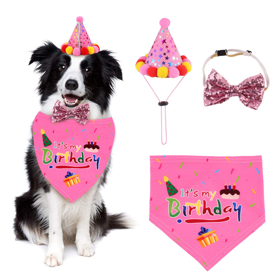 Happy Birthday Pup Pink 3pc Birthday Pet Outfit