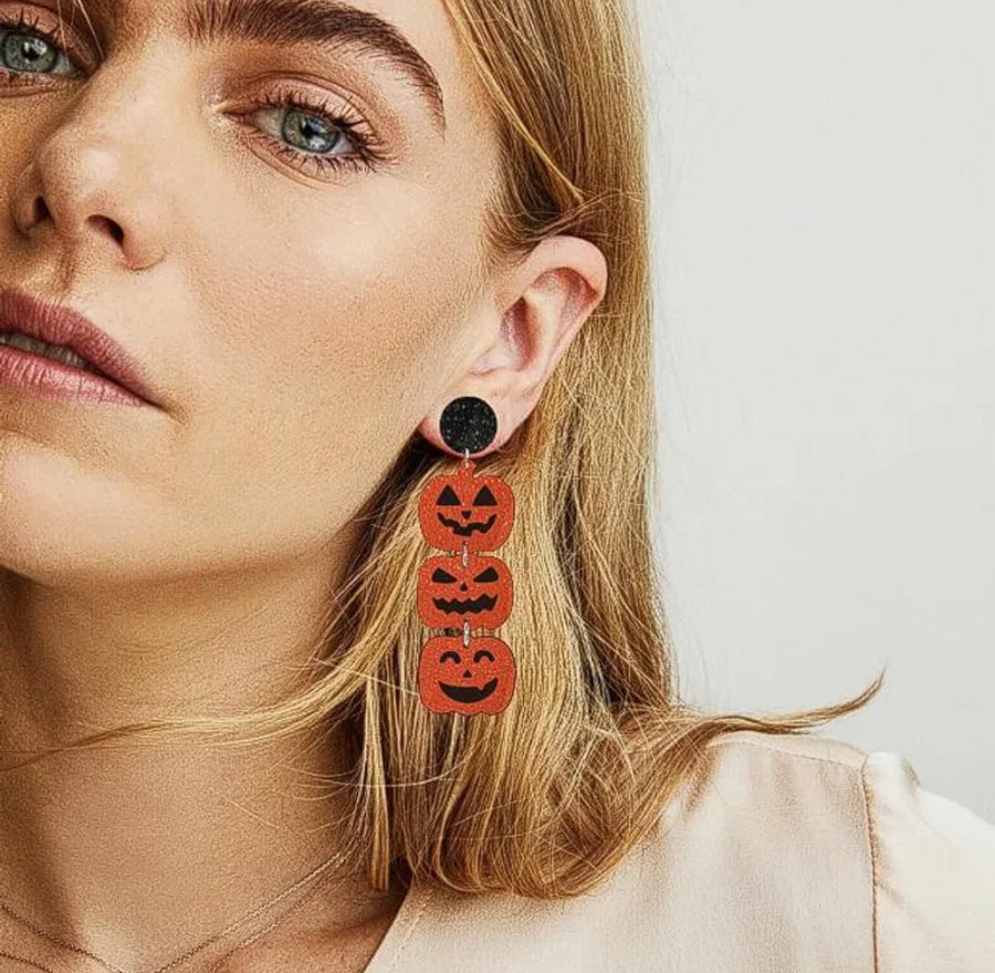 Pumpkin Stack Halloween Earrings