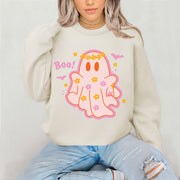 Boo! Pink Ghost Halloween Crewneck