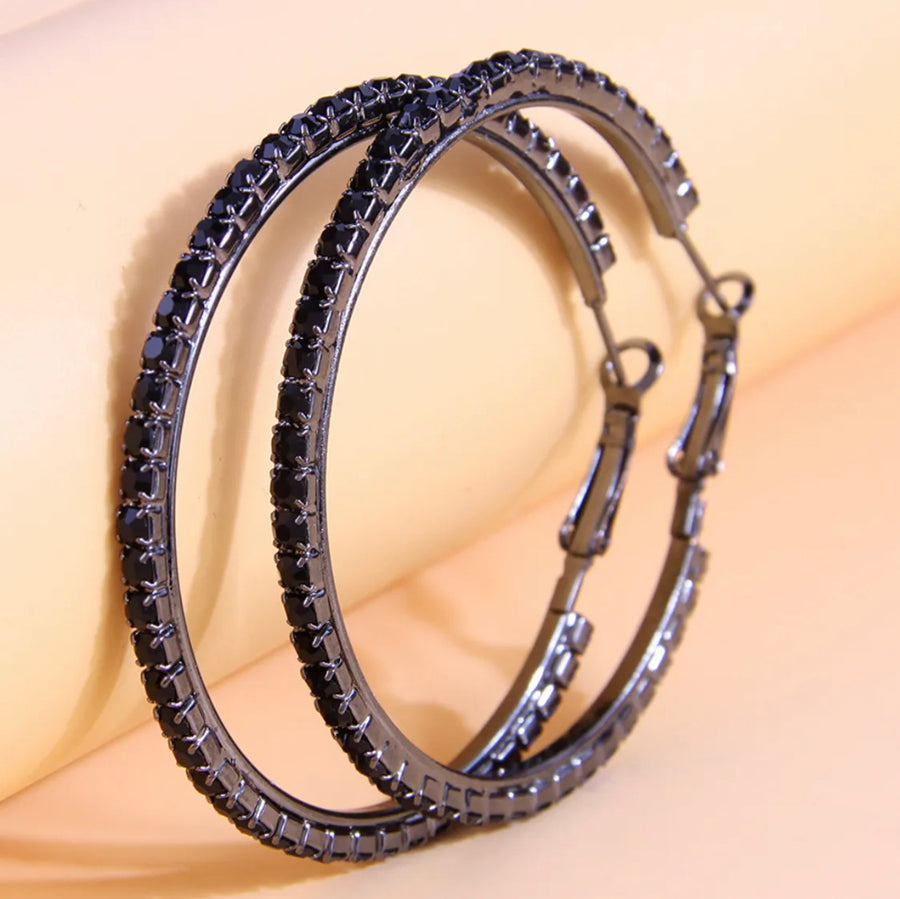 “The Circle of Bling” Black Crystal Earring