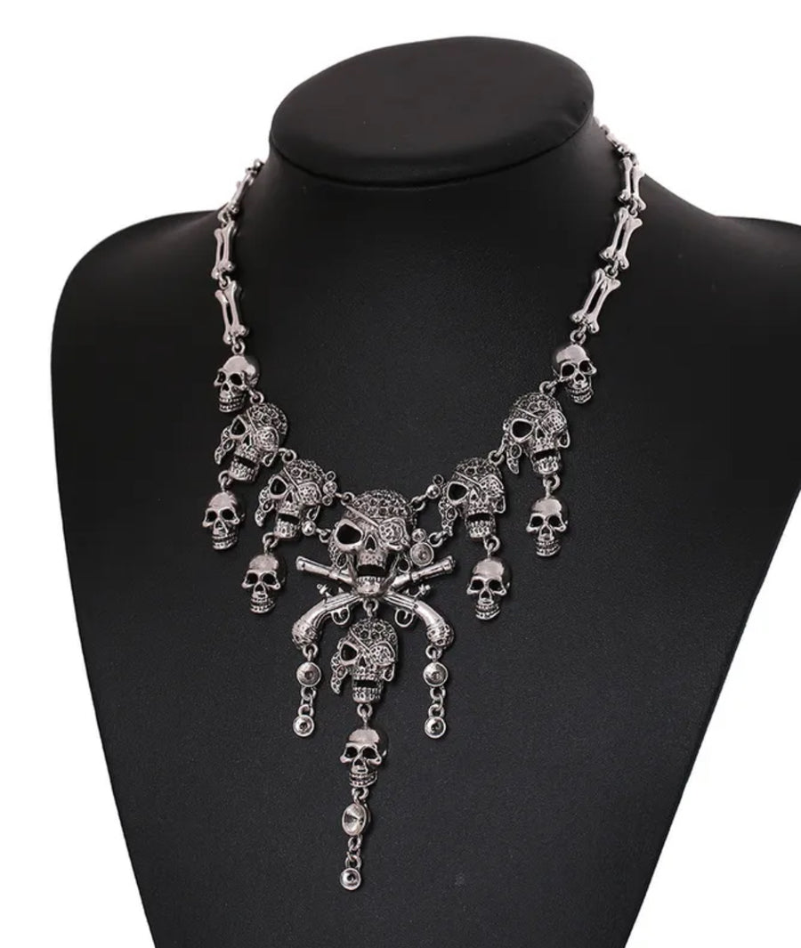 Spectacular Skulls Silver Necklace