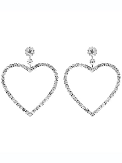 'Hearts of Hearts' White Rhinestone Earrings
