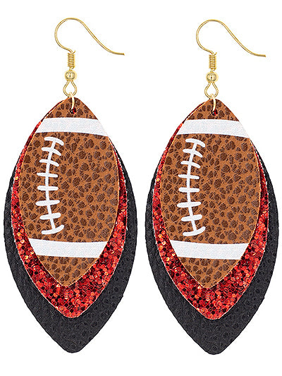 'The Game'   FOOTBALL SUEDE GLITTER Earring