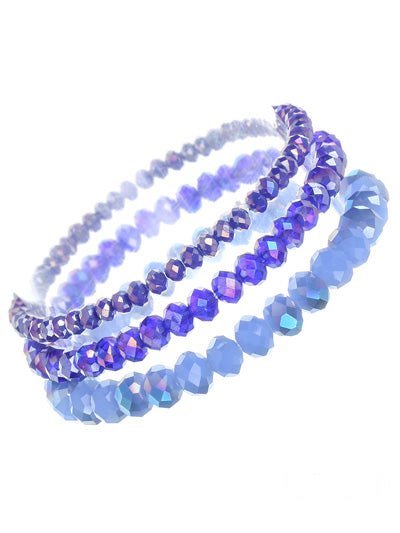 'Sparkle Palace' Blue GLASS BEAD 3 Pack Bracelet