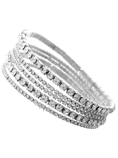 ‘Bling Bling’ Silver Stretchy Bracelet 5 Pack