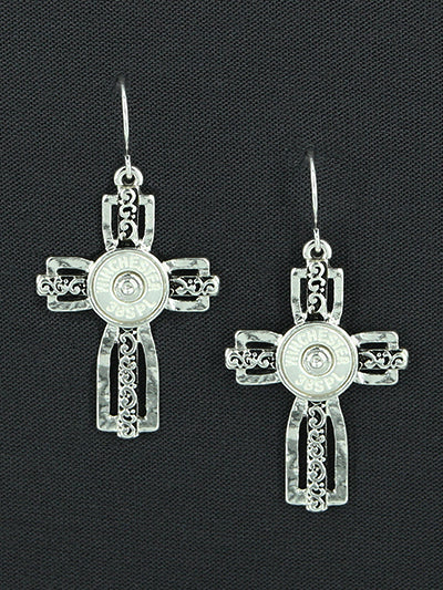 ‘Strike A Cross’ Silver Earrings