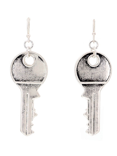 ‘Key to my Heart’ Silver Key Earrings