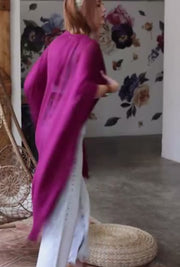Magenta Open Weave Drape Kimono