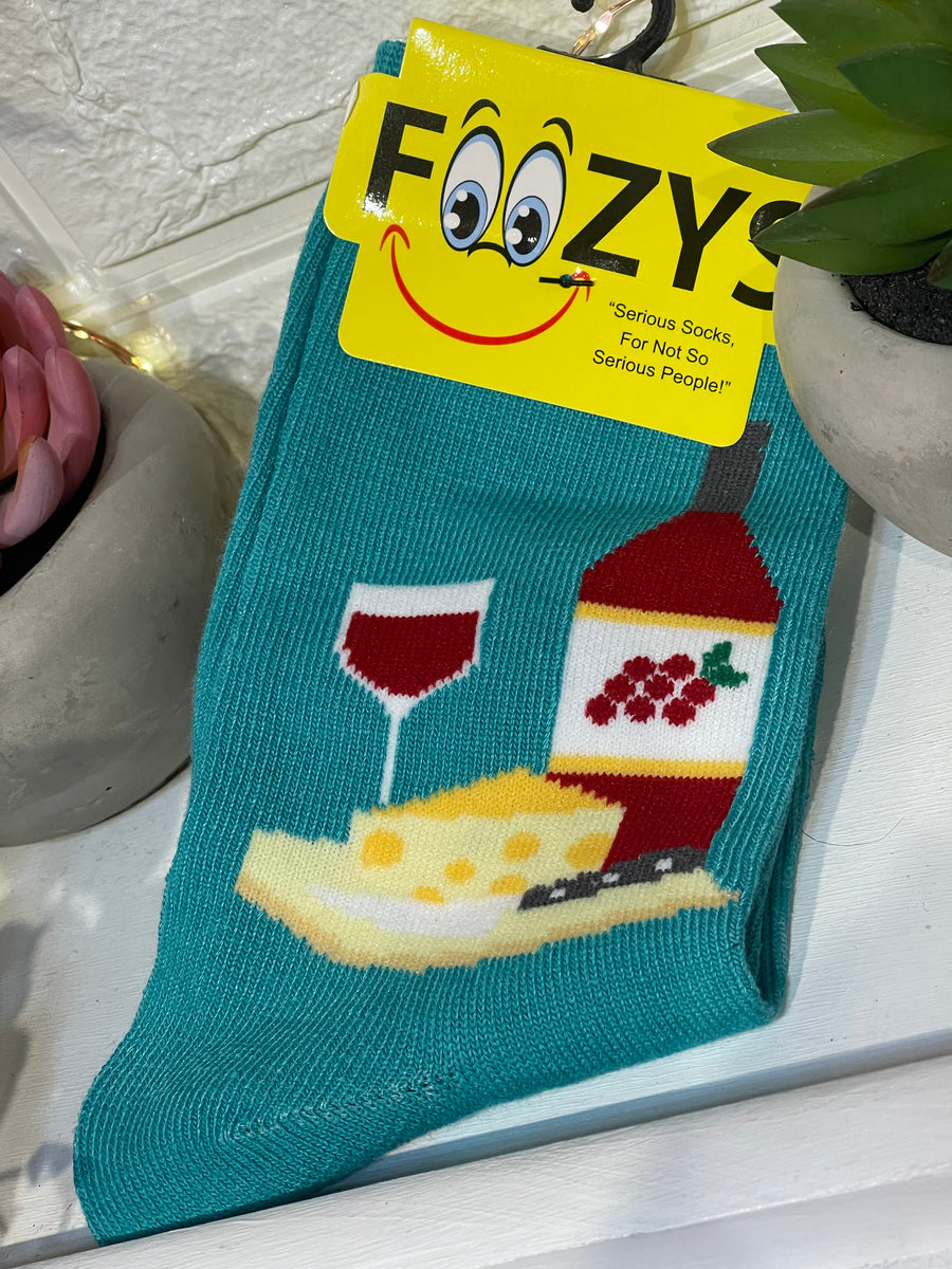 Wine & Cheese Teal Women’s Socks