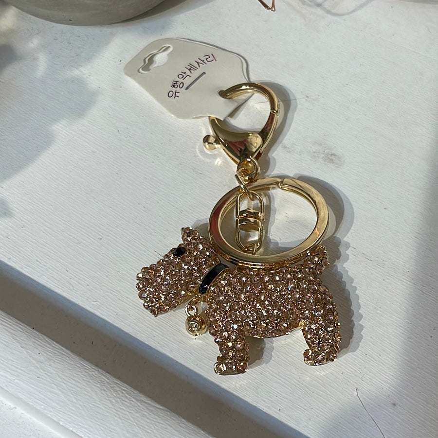 Golden Pup Gold Bling Dog Keychain