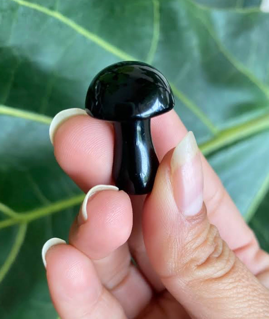 Black Obsidian Crystal Mushroom